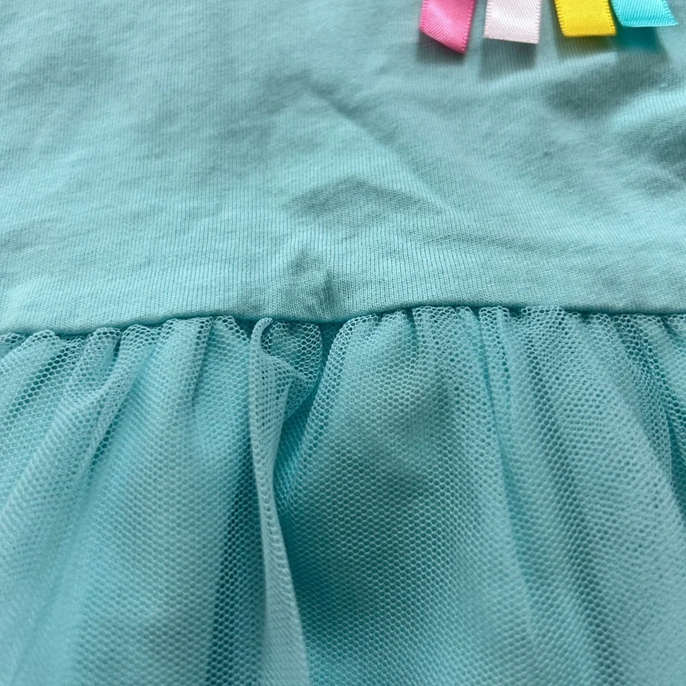 NWT Carter's Aqua Tulle Tutu Top with Gray Rainbow Leggings Size 6M
